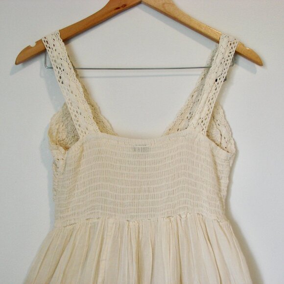 Cream Prairie Maxi Dress Crochet Lace Romantic Boho Coastal Cowgirl Beach Medium - Picture 13 of 16